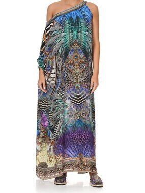 NWOT Camilla One-Shoulder Kaftan Animal Army S/M $649